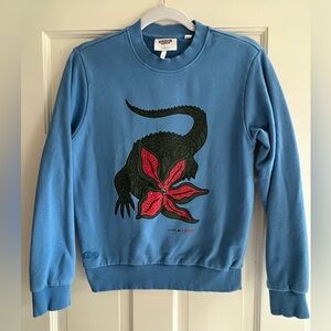Lacoste Blue Stranger Things Organic Cotton Fleece Crewneck Sweatshirt
